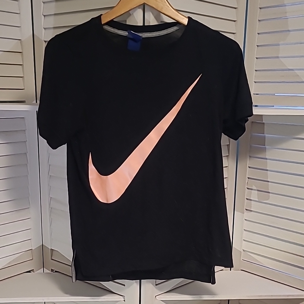 Nike Black T-Shirt with Pink Swoosh